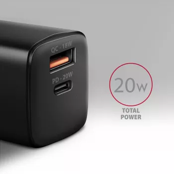 Wall Charger Axagon ACU-PQ20 QC3.0 PD Type-C 20W Black