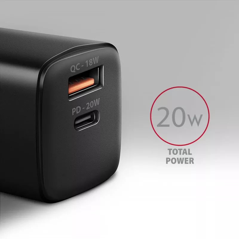 Wall Charger Axagon ACU-PQ20 QC3.0 PD Type-C 20W Black