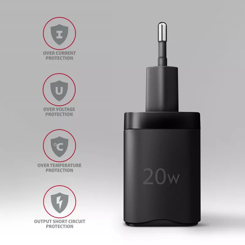 Wall Charger Axagon ACU-PQ20 QC3.0 PD Type-C 20W Black