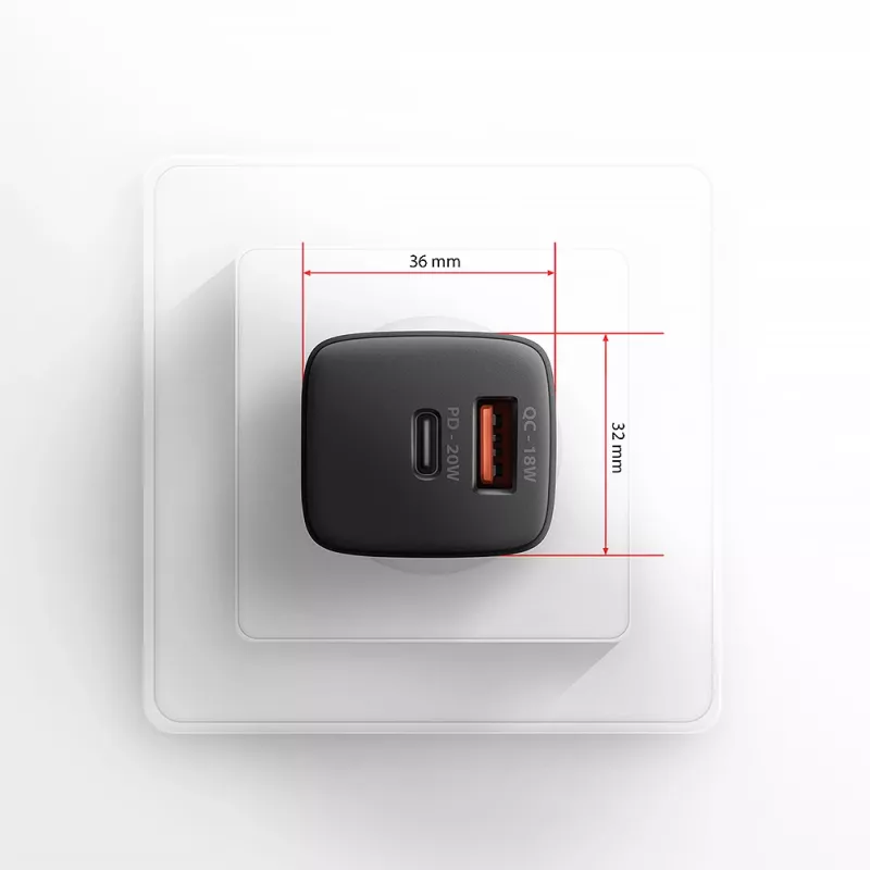 Wall Charger Axagon ACU-PQ20 QC3.0 PD Type-C 20W Black
