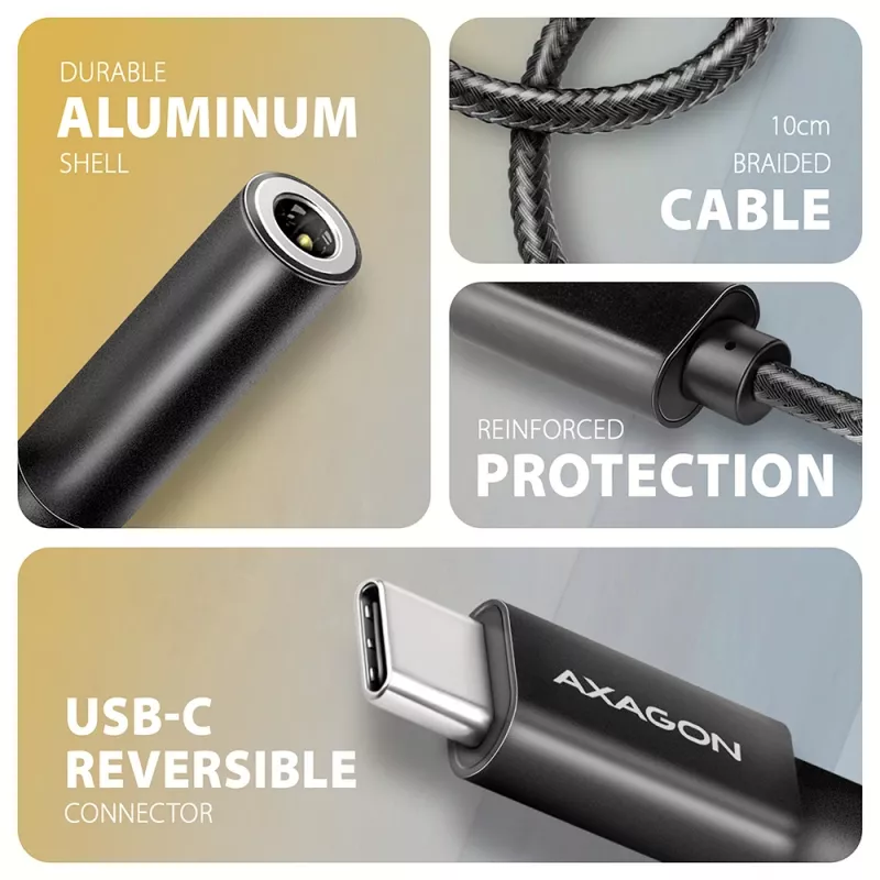 Axagon ADA-HC USB-C to 3.5mm jack - Hi-Res DAC audio adapter, 384kHz/32bit, stereo