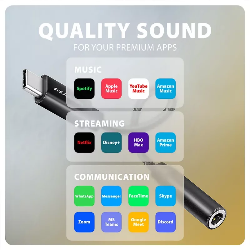Axagon ADA-HC USB-C to 3.5mm jack - Hi-Res DAC audio adapter, 384kHz/32bit, stereo