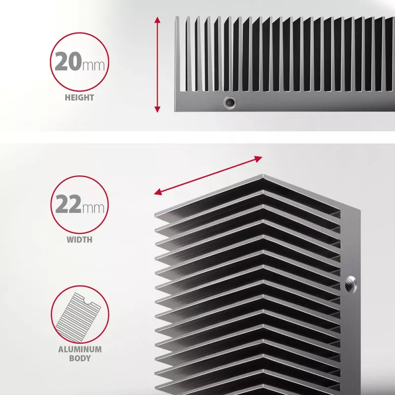 Axagon CLR-M2XT Aluminum passive cooler for single and double-sided M.2 SSDs size 2280, height 24 mm