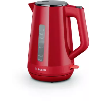 Electric kettle Bosch TWK1M124 — 1.7 L, 2400 W, red, cordless, 360° base