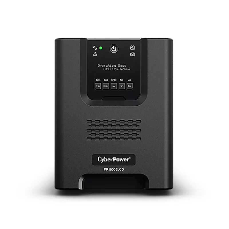 Uninterruptible Power Supply CYBERPOWER PR1000ELCD — 1 kVA (900 W), Line-Interactive, Pure Sine, 8× C13 outlets, LCD, Hot-swap battery