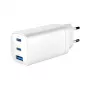 GEMBIRD USB Fast Charger - Type A & C 3-Port 65W, QC 3.0 & PowerDelivery, GaN - White