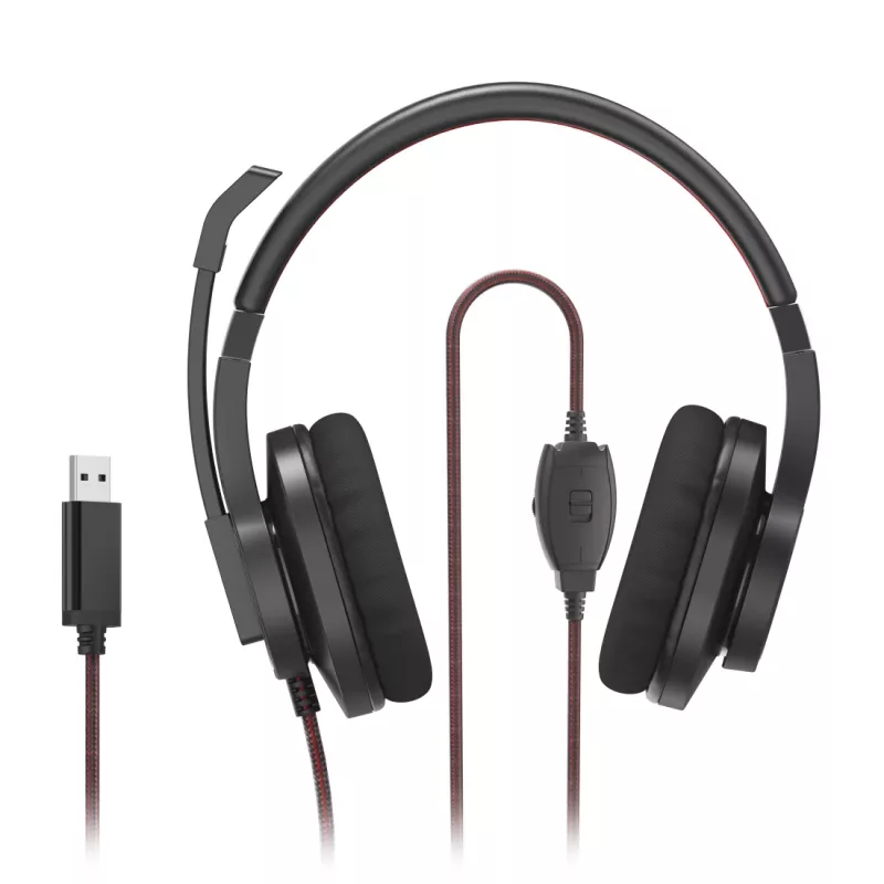 Hama HS-USB400 V2 Headset Wired Head-band Office/Call center USB Type-A Black, Red