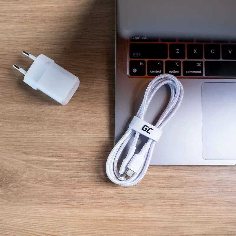 Green Cell PowerStream KABGC07W USB-C to Lightning cable, MFi, Power Delivery, 1 m, 29 W, white