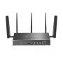 TP-Link Omada 4G+ Cat6 AX3000 Gigabit VPN Router, Wi-Fi 6 (802.11ax), Dual-band (2.4 GHz / 5 GHz), Ethernet LAN, 4G, Black, Desktop/pole router