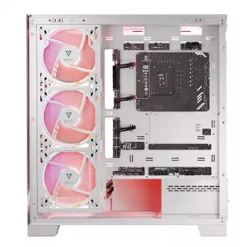 PC Case MODECOM Volcano SPACE APEX ARGB MIDI Tower White — steel, side window, ARGB fans, USB-C
