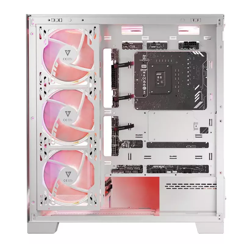 PC Case MODECOM Volcano SPACE APEX ARGB MIDI Tower White — steel, side window, ARGB fans, USB-C