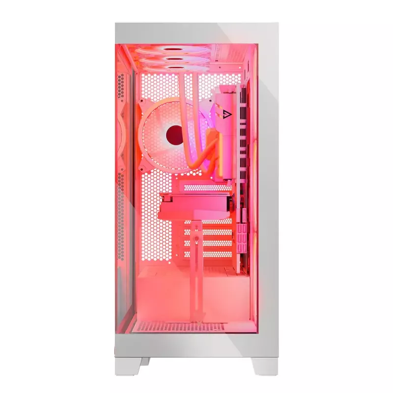 PC Case MODECOM Volcano SPACE APEX ARGB MIDI Tower White — steel, side window, ARGB fans, USB-C