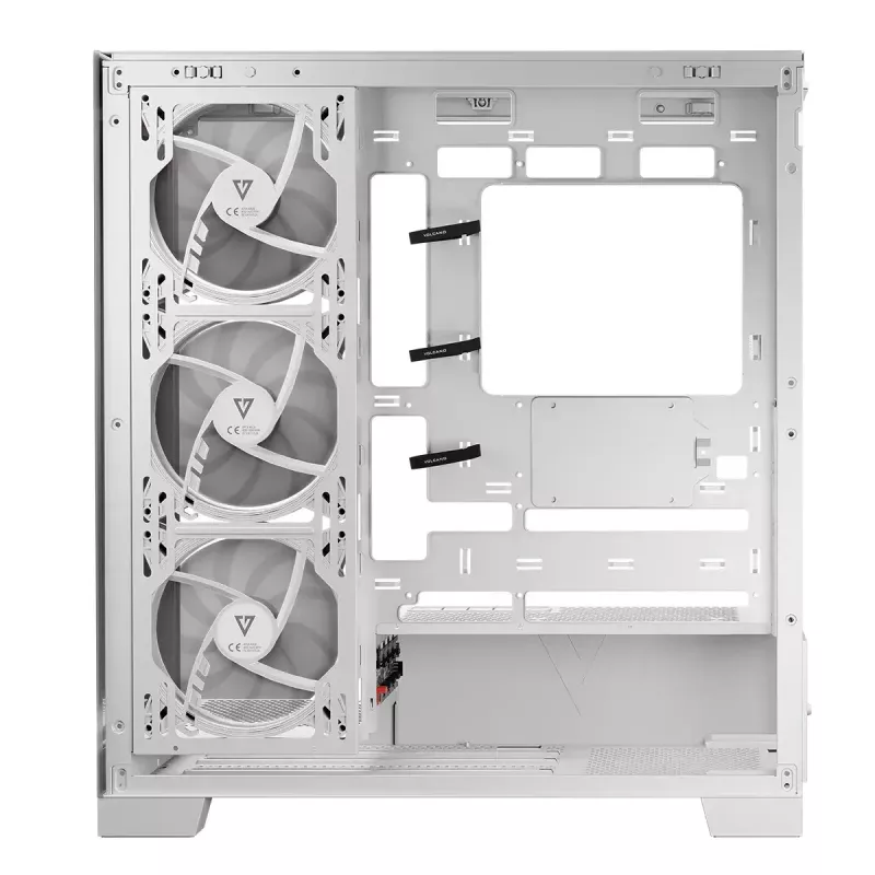 PC Case MODECOM Volcano SPACE APEX ARGB MIDI Tower White — steel, side window, ARGB fans, USB-C