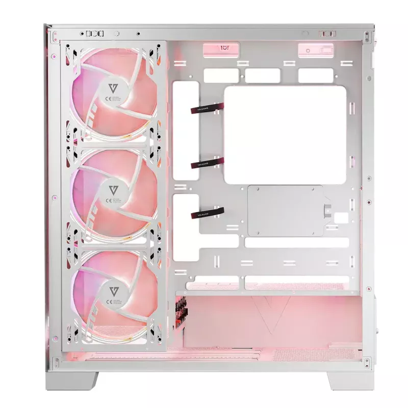 PC Case MODECOM Volcano SPACE APEX ARGB MIDI Tower White — steel, side window, ARGB fans, USB-C