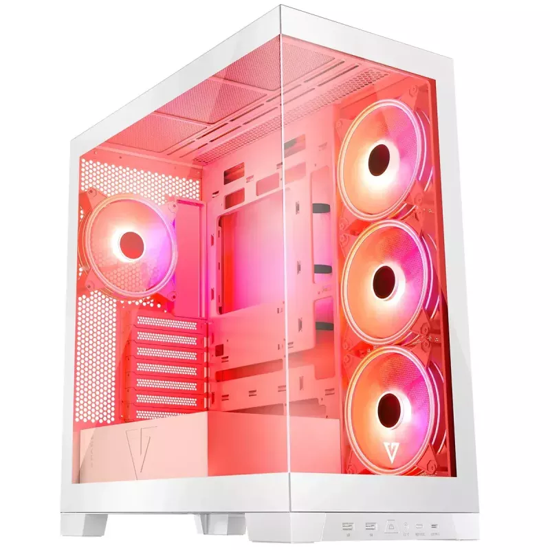 PC Case MODECOM Volcano SPACE APEX ARGB MIDI Tower White — steel, side window, ARGB fans, USB-C