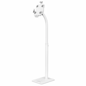 Manhattan Floor Stand (Anti theft) for Tablet and iPad, Universal, 360° Rotation, Tilt +20° to -110°, White, Lockable, Tablets 7.9 inch to 11 inch, Height adjustable 790 to 1190mm,Extendable clamps: height 200 to 246mm/width 129 to 181mm,Can be bolted to floor (parts incl)