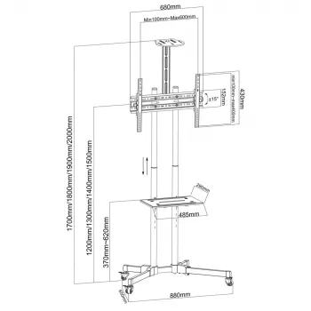 Techly ICA-TR216T TV mount/stand 177.8 cm (70 inch) Black