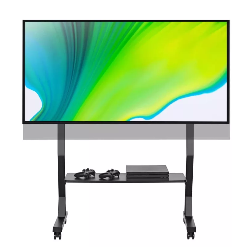 Floor stand TECHLY 366983 for 45–90 inch TVs, black, steel, height 1026–1126 mm, max VESA 800x400, load 60 kg