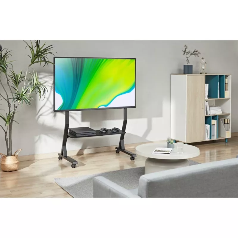 Floor stand TECHLY 366983 for 45–90 inch TVs, black, steel, height 1026–1126 mm, max VESA 800x400, load 60 kg