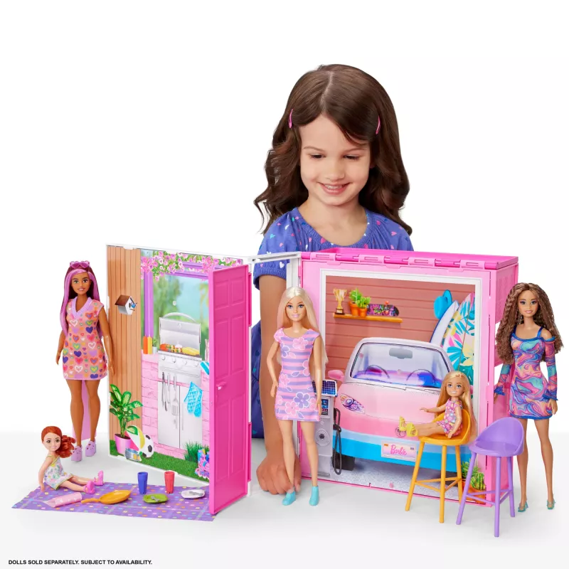 Barbie Getaway Doll House with Doll, 4 Play Areas and 11 Decor Accessories