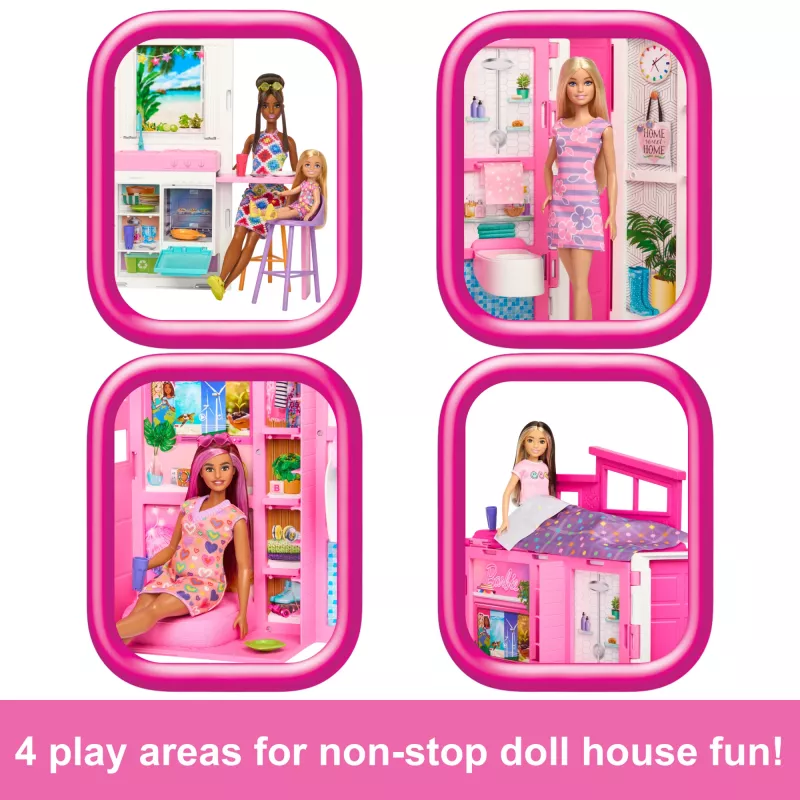 Barbie Getaway Doll House with Doll, 4 Play Areas and 11 Decor Accessories