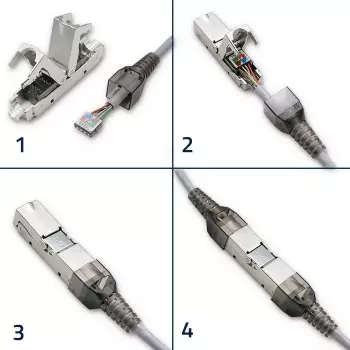 RJ45 toolless plug QOLTEC 54540 CAT6 STP for shielded Ethernet cables