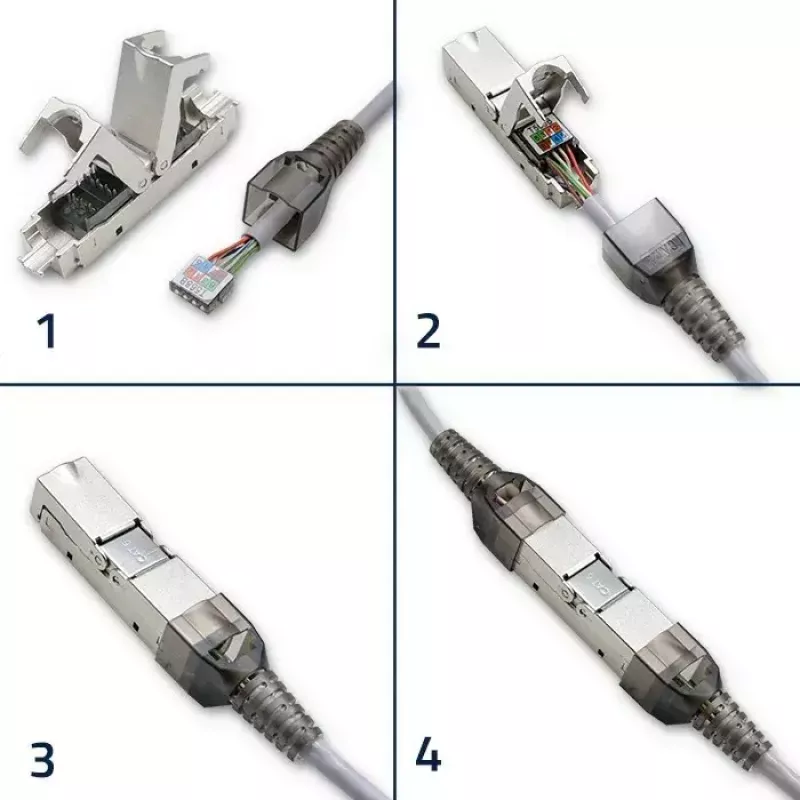 RJ45 toolless plug QOLTEC 54540 CAT6 STP for shielded Ethernet cables