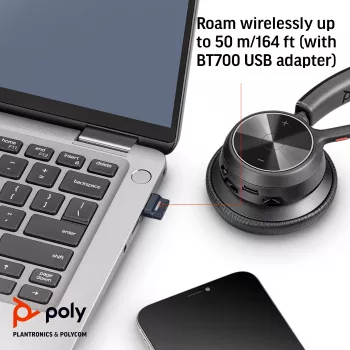 HP Poly Voyager 4320 USB-C Headset +BT700 dongle, Wireless, Office/Call center, Headset, Black