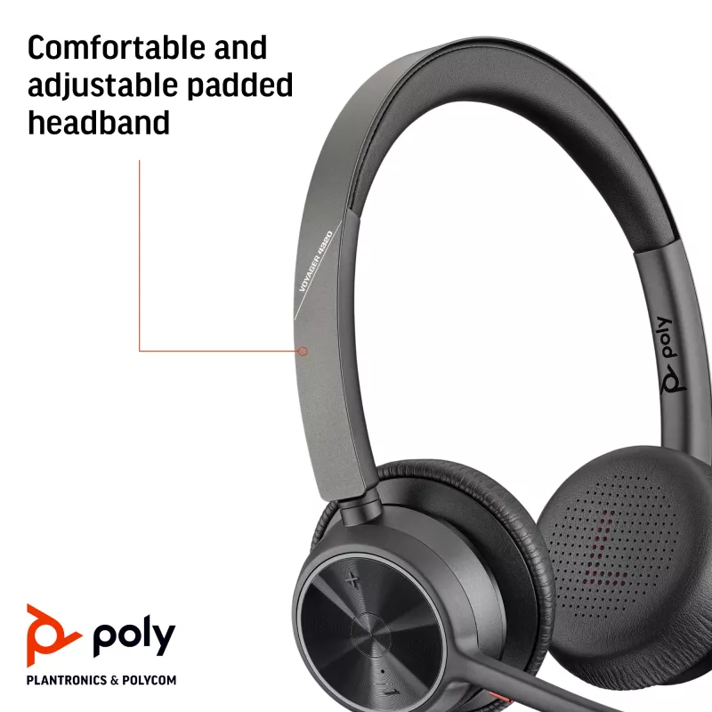 HP Poly Voyager 4320 USB-C Headset +BT700 dongle, Wireless, Office/Call center, Headset, Black