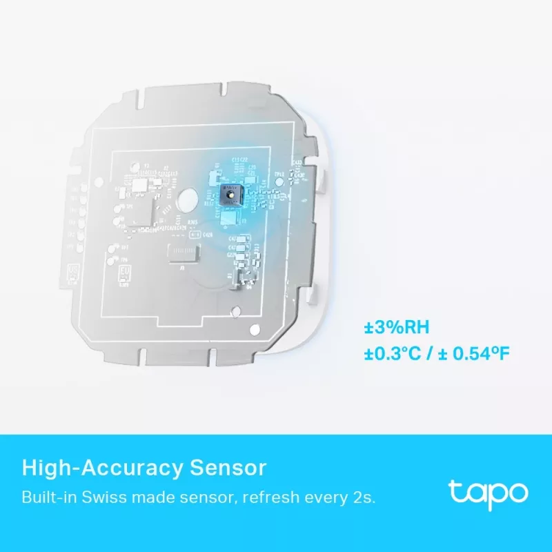 TP-Link Tapo Smart Temperature & Humidity Monitor, Indoor, Temperature & humidity sensor, Freestanding, Wireless, -20 - 60 °C, 0 - 99%