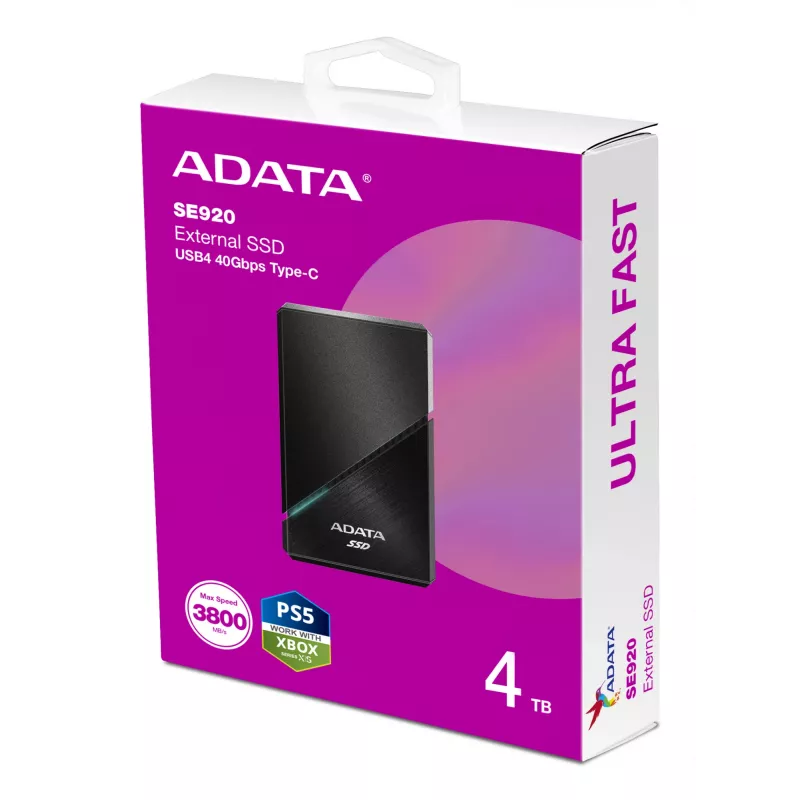 ADATA SE920 Thunderbolt technology 4 TB USB Type-C USB4 Gen 3x2 Black
