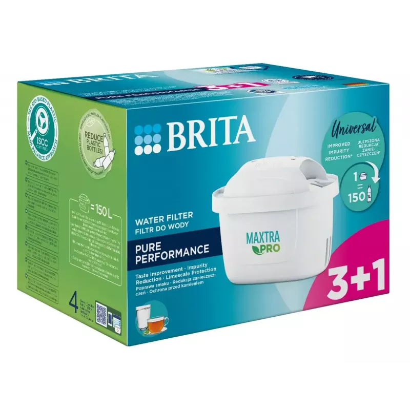 Replacement water filter BRITA Maxtra PRO Pure Performance cartridge, white, 4 pcs, 150 L/month