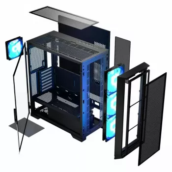 PC case MODECOM Horizon ARGB FLOW MIDI Black — E-ATX support, tempered glass, ARGB, USB-C, max GPU 400 mm