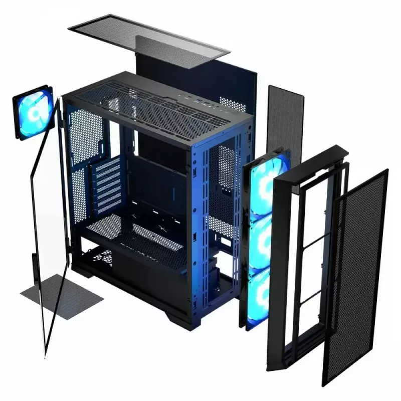 PC case MODECOM Horizon ARGB FLOW MIDI Black — E-ATX support, tempered glass, ARGB, USB-C, max GPU 400 mm