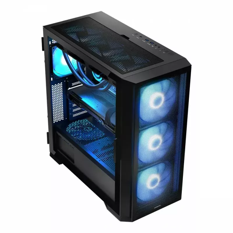 PC case MODECOM Horizon ARGB FLOW MIDI Black — E-ATX support, tempered glass, ARGB, USB-C, max GPU 400 mm