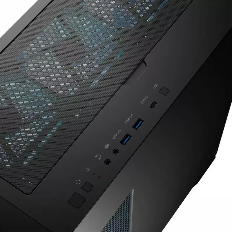 PC case MODECOM Horizon ARGB FLOW MIDI Black — E-ATX support, tempered glass, ARGB, USB-C, max GPU 400 mm