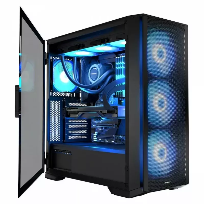 PC case MODECOM Horizon ARGB FLOW MIDI Black — E-ATX support, tempered glass, ARGB, USB-C, max GPU 400 mm