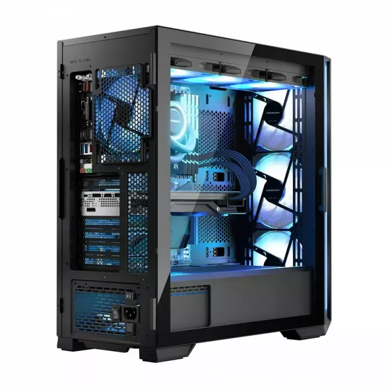 PC case MODECOM Horizon ARGB FLOW MIDI Black — E-ATX support, tempered glass, ARGB, USB-C, max GPU 400 mm