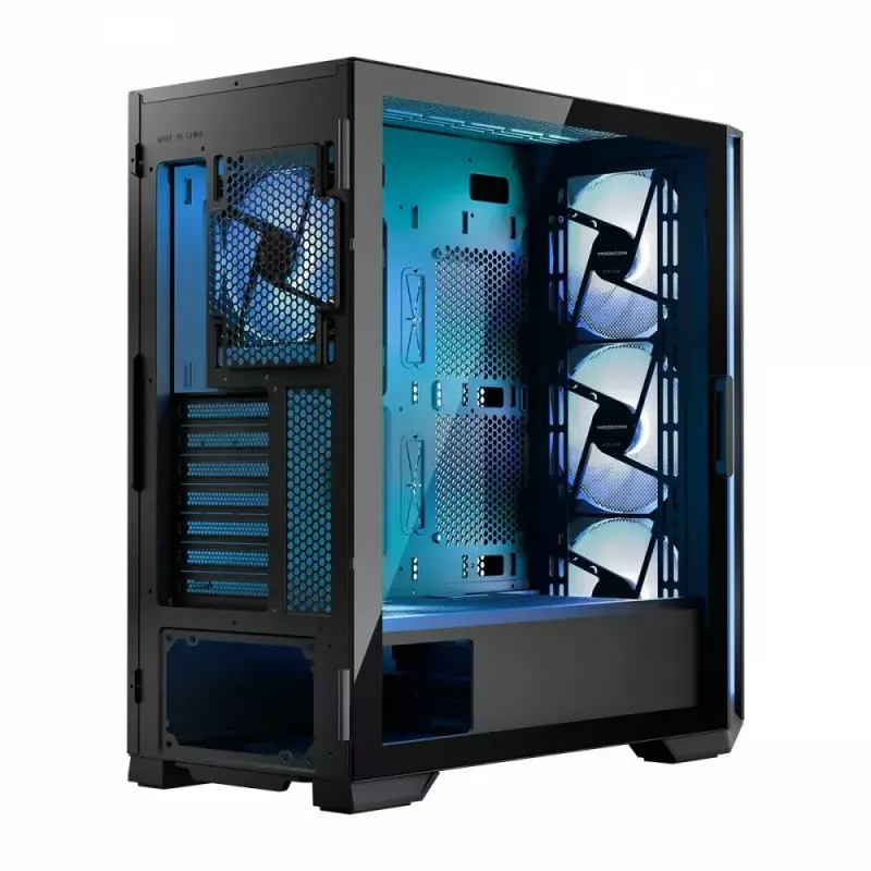 PC case MODECOM Horizon ARGB FLOW MIDI Black — E-ATX support, tempered glass, ARGB, USB-C, max GPU 400 mm