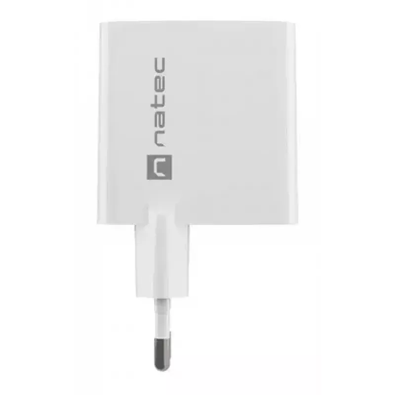 NATEC AC wired mobile device charger NUC-2142, USB-C PD 3.0 + USB-A, 5–20V up to 3A, 45 W, white