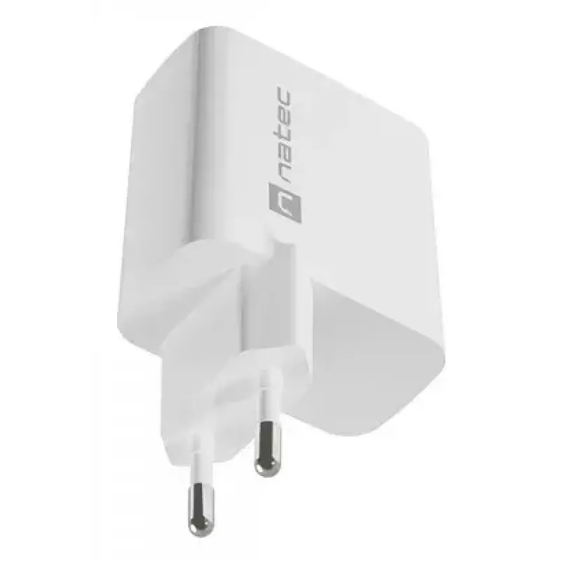 NATEC AC wired mobile device charger NUC-2142, USB-C PD 3.0 + USB-A, 5–20V up to 3A, 45 W, white