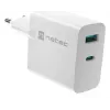NATEC AC wired mobile device charger NUC-2142, USB-C PD 3.0 + USB-A, 5–20V up to 3A, 45 W, white