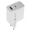 NATEC AC wired mobile device charger NUC-2142, USB-C PD 3.0 + USB-A, 5–20V up to 3A, 45 W, white
