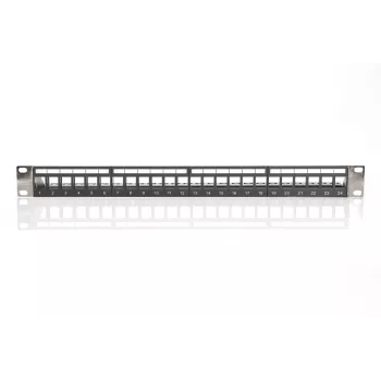 DIGITUS Modular Patch Panel, shielded 24-port, Blank, 1U, Rack Mount, color black transparent label fields