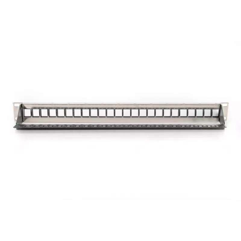 DIGITUS Modular Patch Panel, shielded 24-port, Blank, 1U, Rack Mount, color black transparent label fields