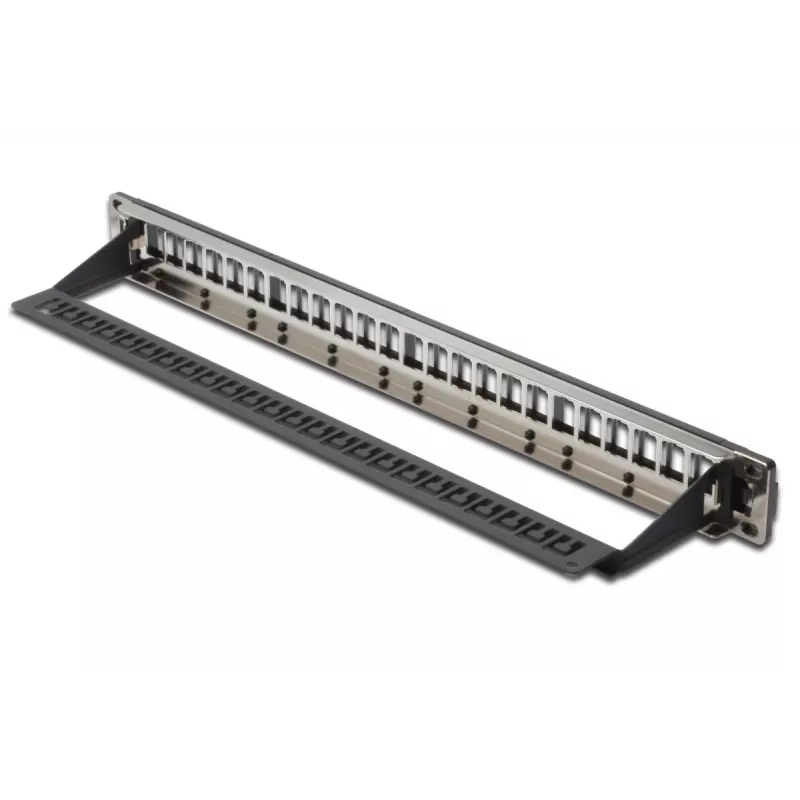 DIGITUS Modular Patch Panel, shielded 24-port, Blank, 1U, Rack Mount, color black transparent label fields