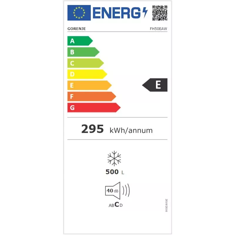 Chest freezer Gorenje FH50EAW — 500 L, freestanding, 84.7 cm height, energy class E, white