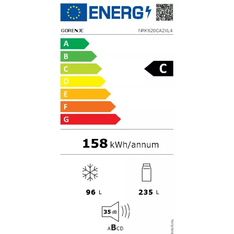 Gorenje NRK620CA2XL4 Freestanding Fridge-Freezer, Bottom Freezer, 331 L (235 L + 96 L), No Frost Plus, Energy class C, Grey