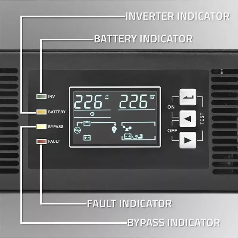 Rack UPS QOLTEC 52286 2 kVA (2000 W) Power Factor 1.0, rack-mountable