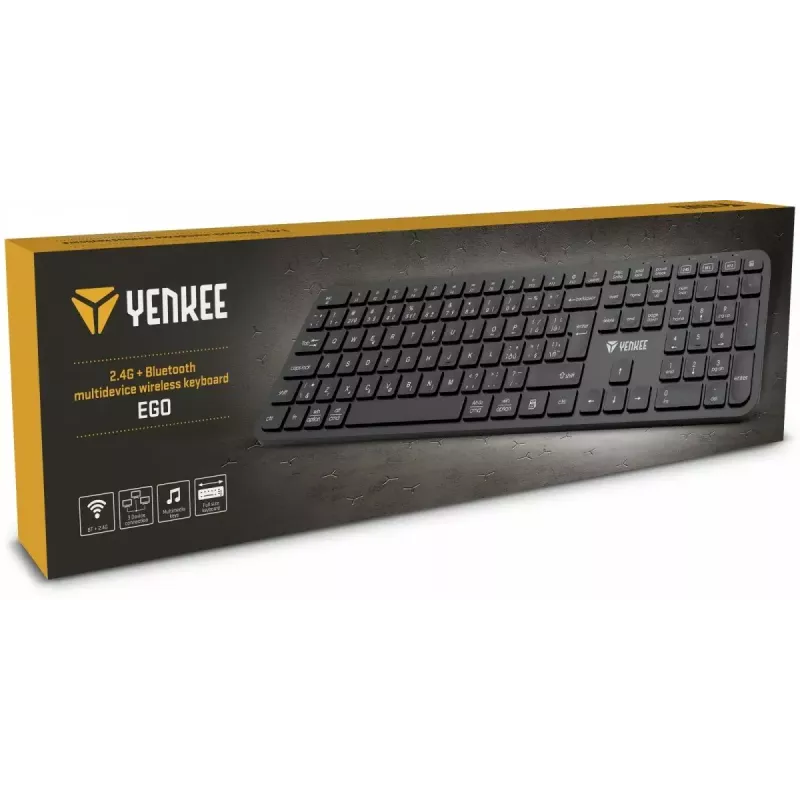Wireless keyboard YENKEE YKB 2050 EGO 2.4G Bluetooth — compact layout, wireless dual-mode
